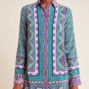 ANTHRO MAEVE SILK BUTTON SHIRT DRESS, SIZE US, 12, NEW